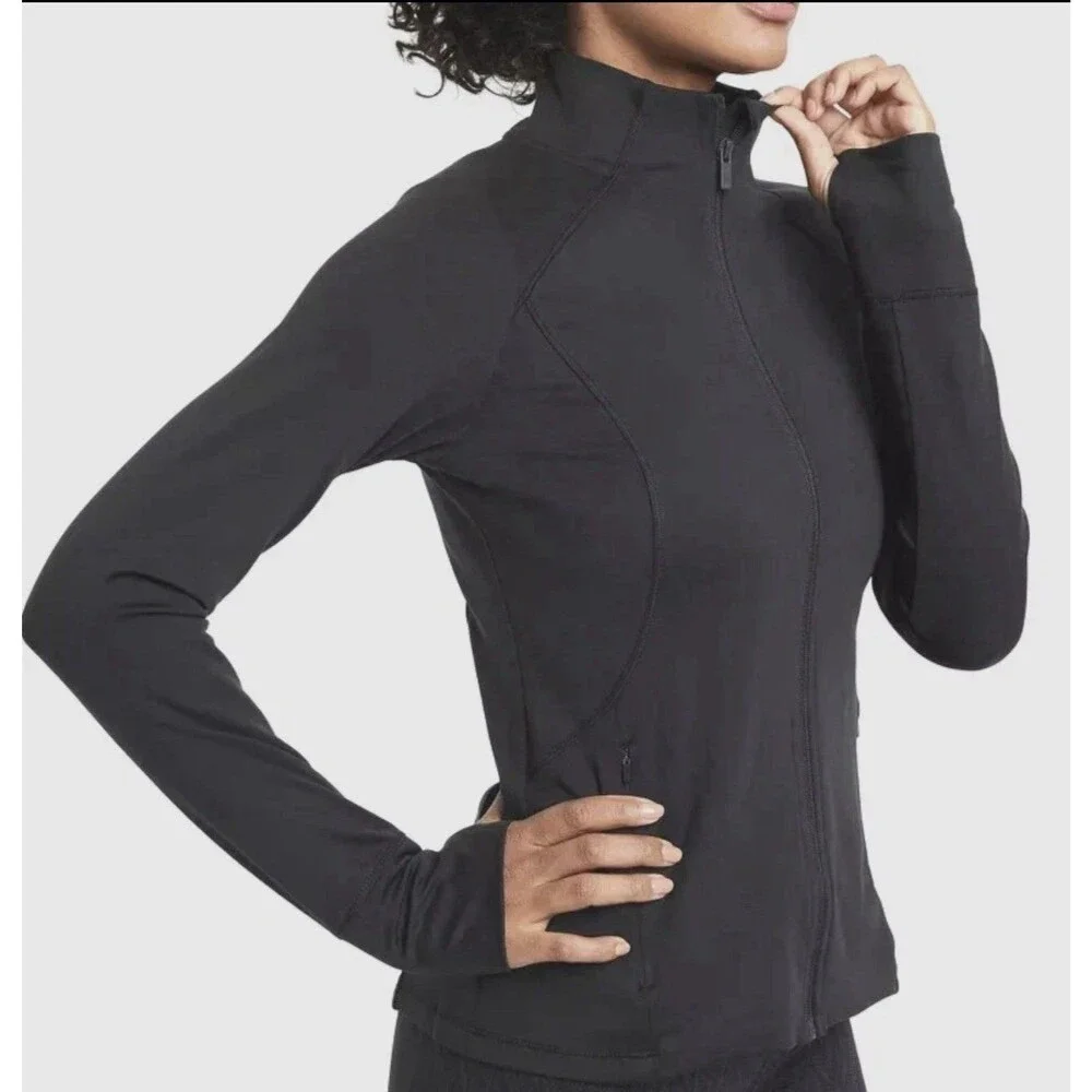 Women's Soft Stretch Full Zip Jacket - All In Motion Heathered Black XXL - Picture 3 of 6